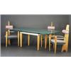 Image 1 : KAISER-NEWMAN (Philadelphia) dining suite, c.1980, with frosted glass top on glossy black ceramic...