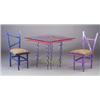 Image 1 : ROBERT DOSTEAU for MEMPHIS structural tea table, c. 1988, of vinyl-coated wire in bright polychro...