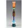 Image 1 : Fine ETTORE SOTTSASS for MEMPHIS polychrome glass candlestick with orange tulip-shape cup over st...