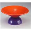 Image 1 : BALDELLI Post-Modern ceramic centerbowl, c.1980, with conical dish glazed in mottled bright orang...