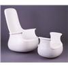 Image 1 : Rare MARC HELD for KNOLL molded plastic highback chair and ottoman nos. 1775 and 1769, accompanie...