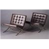 Image 1 : Pair of MIES VAN DER ROHE for KNOLL Barcelona lounge chairs, en suite with preceding. Wear to cor...