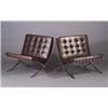Image 1 : Pair of MIES VAN DER ROHE for KNOLL Barcelona lounge chairs, en suite with preceding. Wear to cor...