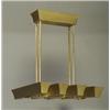 Image 1 : French brushed brass chandelier, c. 1940, with four linear fixtures, each with two lights, with l...