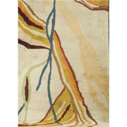 EDWARD FIELDS wool runner, ca. 1964-65, with abstract ribbons in brown, orange, gold, teal, tan,...
