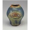 Image 1 : Exceptional FONG CHOW stoneware vessel with dimpled sides and diamond motif in blue and celadon m...