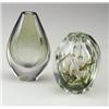 Image 1 : Two ORREFORS glass vases: a teardrop-shaped cased piece with controlled garland of interior bubbl...