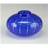 Image 1 : Fine ORREFORS cased glass bulbous vase with internal bubbles in a grid of cobalt and clear glass....