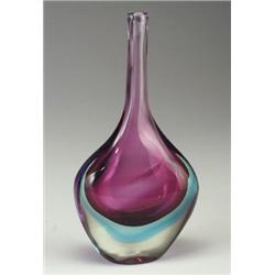 CENEDESE sommerso bottle of clear glass with purple interior. Minor surface scratches. Unmarked....
