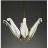Image 1 : Fine and large Murano glass floriform chandelier with brass frame, eight sockets and eight petal-...