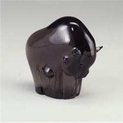 CENEDESE bull figure of charcoal smoked glass. Unmarked. 7 1/2" x 7"  $450 - 650...