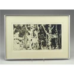 JOSEPH PAUL D'URSO etching, 1966, Birches,  matted and framed. (D'Urso was one of Knoll's furnitu...