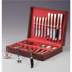 GORHAM sterling tableware setting for eight: with knife, butterknife, fork, pie fork, teaspoon, s...
