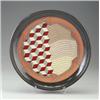 Image 1 : DOUGLAS CORNETT Modern abstract ceramic charger in reds, greys and browns. Signed D. CORNETT, ver...
