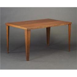 Rare and early CHARLES EAMES for HERMAN MILLER walnut veneer DTW with rectanular top, original be...