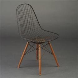 CHARLES EAMES for HERMAN MILLER side chair swivel-mounted on dowel legs, cat's cradle frame, with...