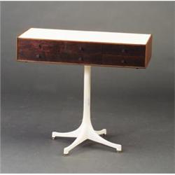 GEORGE NELSON for HERMAN MILLER Thin Edge jewelry chest with white laminate top over six veneer d...