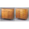 Image 1 : Two GEORGE NELSON for HERMAN MILLER walnut veneer bookmatched cabinets with single door and five...