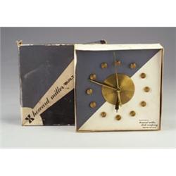 Rare GEORGE NELSON for HOWARD MILLER built-in wall clock with spun brass components, in original...