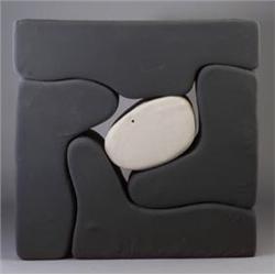ROBERTO MATTA for KNOLL modular seating unit, "Malitta," upholstered in charcoal fabric with ligh...