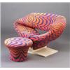 Image 1 : PIERRE PAULIN for ARTIFORT Ribbon chair and ottoman in original Op Art Jack Lenor Larsen fabric i...