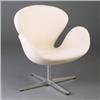 Image 1 : ARNE JACOBSEN for FRITZ HANSEN "Swan" chair upholstered in a woven off-white fabric, on a swiveli...