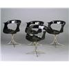 Image 1 : Set of four LAVERNE black fiberglass armchairs on bright chrome pedestal base. Unmarked. 30