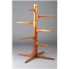 Image 1 : Teak textile rack in the style of WENDELL CASTLE with rotating arms on a pedestal base. 64" x 50...