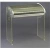 Image 1 : Italian roll-top desk on plexiglass base with aluminum-veneered tamboured top covering a white la...
