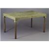 Image 1 : JAMES MONT extension dining table with two leaves, all in verdigris-limed oak finish, with arched...