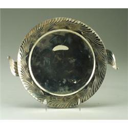 INTERNATIONAL Sterling Art Deco cake plate,  Northern Lights,  with stylized fan-shaped handles a...