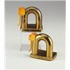 Image 1 : Pair of CHASE Art Deco elephant bookends in brass and orange bakelite. Stamped mark. 4 3/4" x 5"...