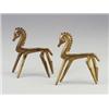 Image 1 : Pair of FREDERICK WEINBERG cast brass stylized horses. Original patina. Each stamped copyright...