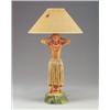 Image 1 : Ceramic hula dancer table lamp, c. 1950, with rotating hip motion (functional) in amber, green an...