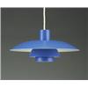 Image 1 : POUL HENNINGSON "PH" hanging lamp, enameled medium blue, complete with fixtures in the original b...