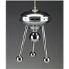 Image 1 : TORINO bright chrome electric hanging lamp, c. 1949, in the form of a spaceship, on three legs. R...