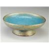 Image 1 : Fine and large BEATRICE WOOD footed centerbowl, the exterior covered in a lustered green, gold an...
