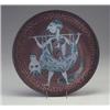 Image 1 : Fine and large SCHEIER charger, 1991, incised with primitive figures of a man carrying an upside-...