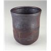 Image 1 : TOSHIKO TAKAEZU stoneware open vessel with dipped and poured mahogany and umber crystalline glaze...