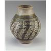 Image 1 : HARVEY LITTLETON bulbous stoneware vase, c. 1957, with brushed banded decoration in blue and gree...