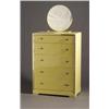 Image 1 : NORMAN BEL GEDDES for SIMMONS yellow enameled five-drawer chest with bright chrome trim and 20" d...