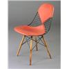 Image 1 : CHARLES EAMES for HERMAN MILLER dowel-leg side chair with black wire seat and red "bikini" leathe...