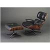 Image 1 : CHARLES EAMES for HERMAN MILLER lounge chair and ottoman with rosewood veneer frame and tufted bl...