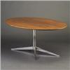 Image 1 : FLORENCE KNOLL for KNOLL oval conference table with walnut-veneer top on bright chrome pedestal b...