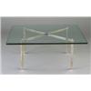 Image 1 : MIES VAN DER ROHE for KNOLL "Barcelona" coffee table with square 3/4" thick beveled-edge plate gl...