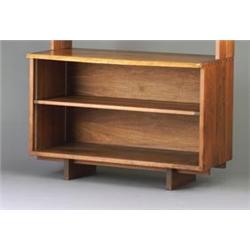 GEORGE NAKASHIMA walnut open bookcase with dovetailed case, one free-edge, and one interior shelf...