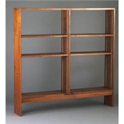 GEORGE NAKASHIMA walnut double-shelf unit with open back, each with two adjustable shelves. 59" x...