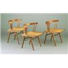 Image 1 : Three GEORGE NAKASHIMA grass-seated side chairs with rounded back and three pair of spindled supp...