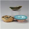 Image 1 : Three modern ceramics: WAYLANDE GREGORY ashtray with crackled blue glass interior (signed Wayland...