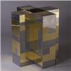 Image 1 : PAUL EVANS for DIRECTIONAL bright brass and chrome cruciform plantstand. Unmarked. 27" x 24" sq....